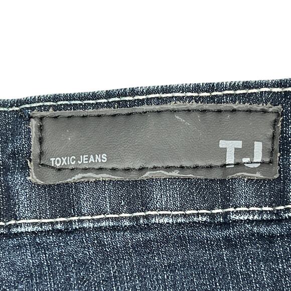 Toxic Y2K Low-Rise Jean Shorts Sz 11 Cutoffs Western Flap Pockets Stretch Denim - Picture 6 of 7